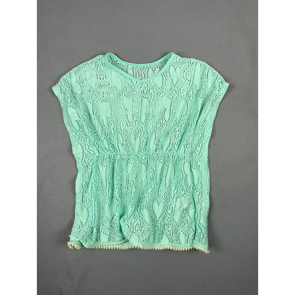 Wonder Nation‎ Aqua Crochet Swim Cover Up Coastal Boho Beach Aqua 6-6X